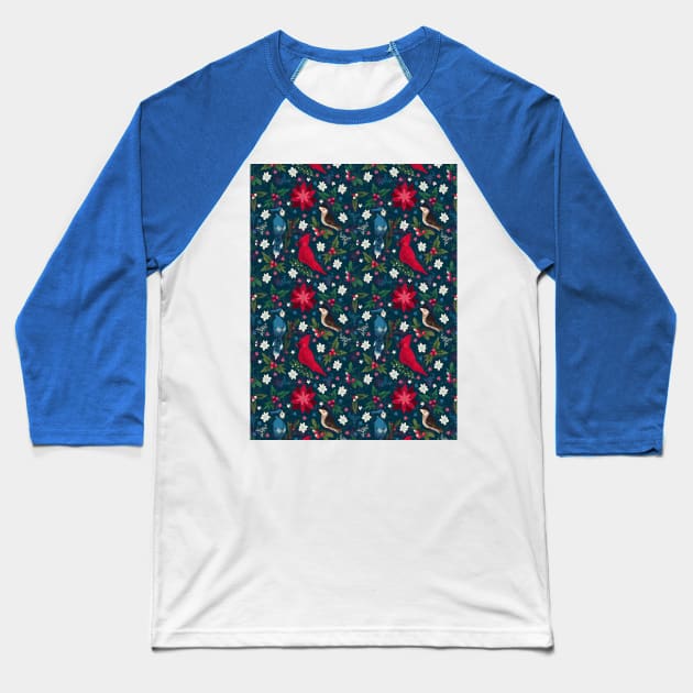 Joy to The Birds Repeat Pattern #2 Baseball T-Shirt by misnamedplants